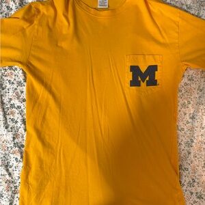 PINK Victoria's Secret Yellow Tee with Navy Logo